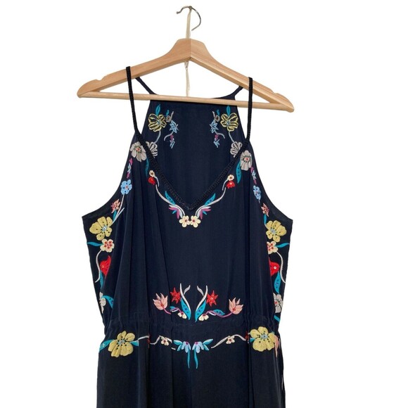 Calypso St. Barth Rodru Floral Embroidered Maxi Silk Dress Handkerchief Hem XL - Picture 4 of 15